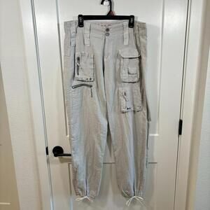 Y2K Pete & Greta by Johnny Was Cargo Pants Utility Tie Bottoms Size 6 Grey Gray